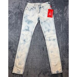 NWT True Religion Rocco Moto NF SN Battery Acid Wash Skinny Jeans 102926 Mens 28